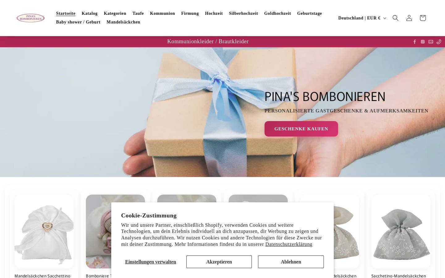 pinas-bombonieren.de homepage screenshot