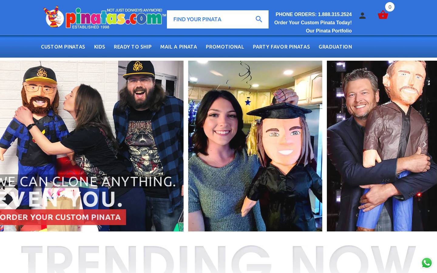 Pinatas.com homepage screenshot