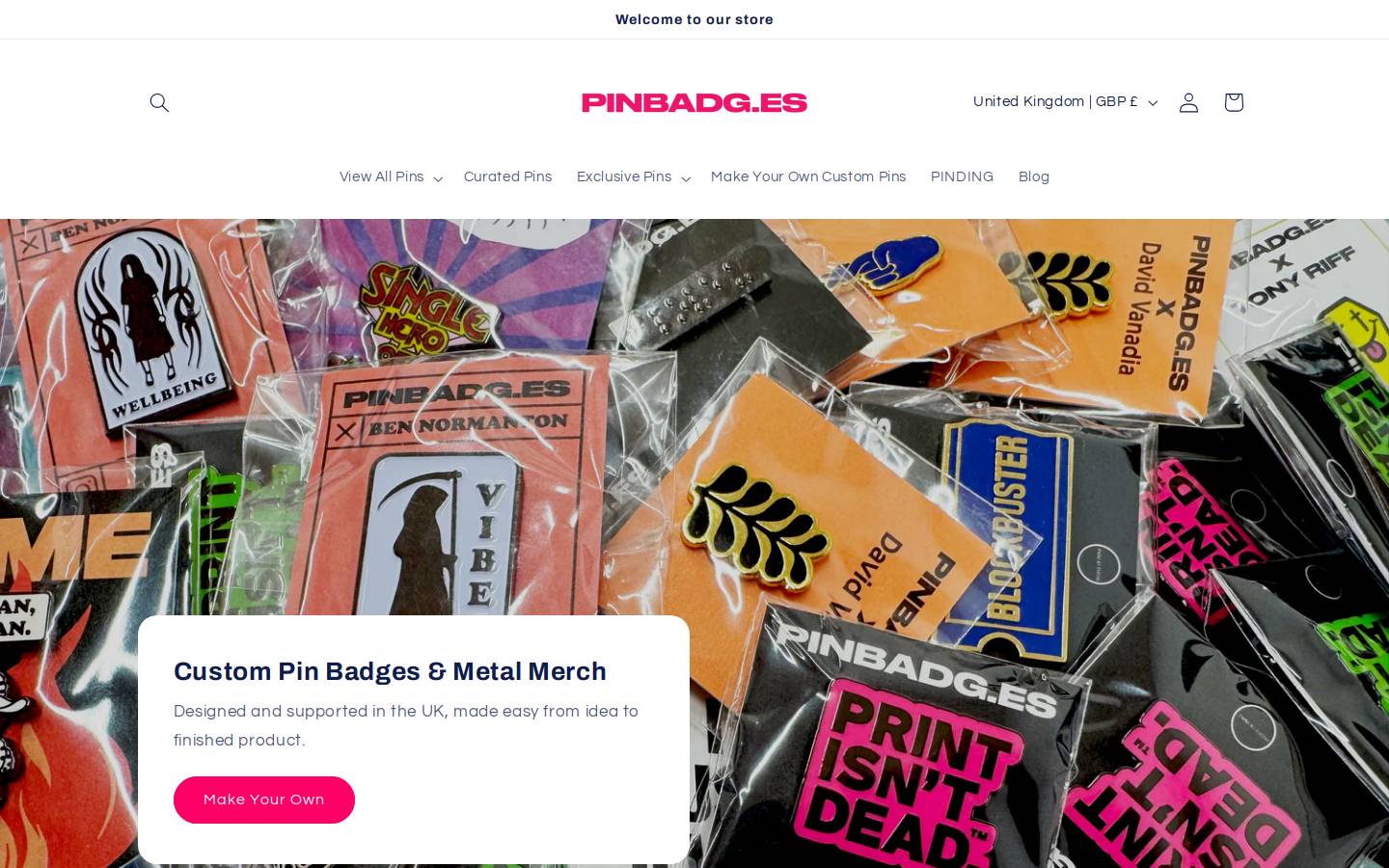 pinbadg.es homepage screenshot