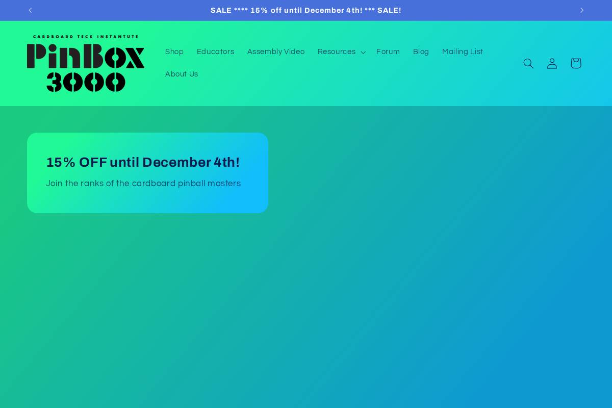pinbox3000.com homepage screenshot