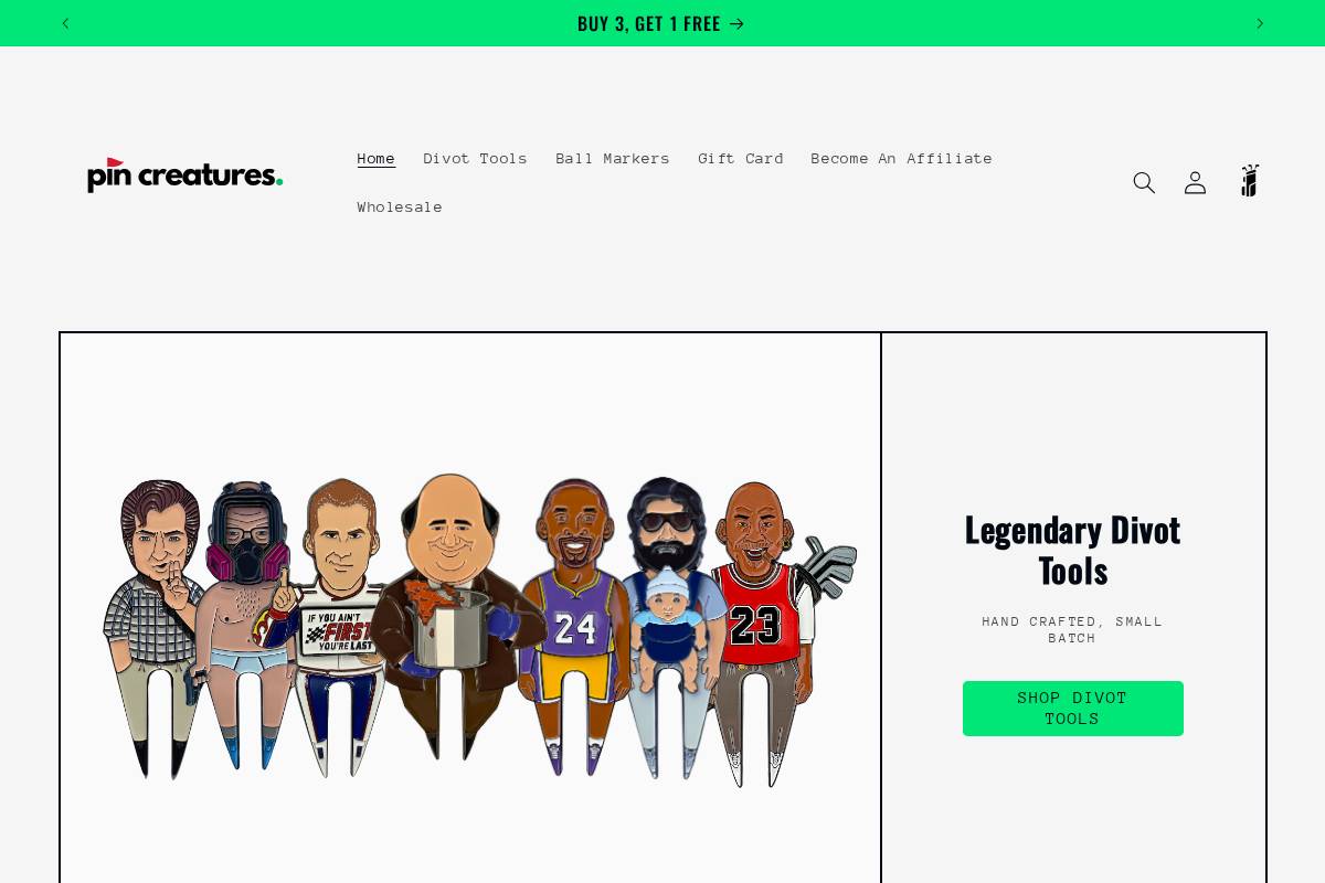 pincreatures.com homepage screenshot