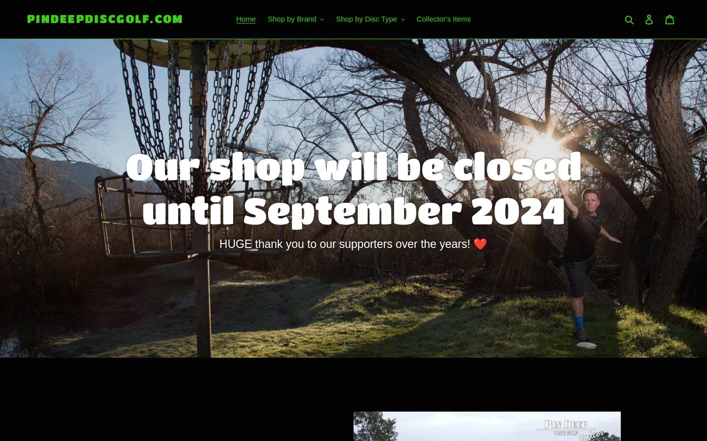 pindeepdiscgolf.com homepage screenshot