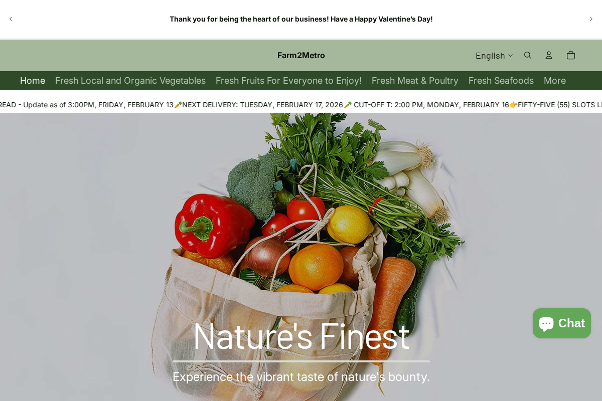 Farm2Metro homepage screenshot