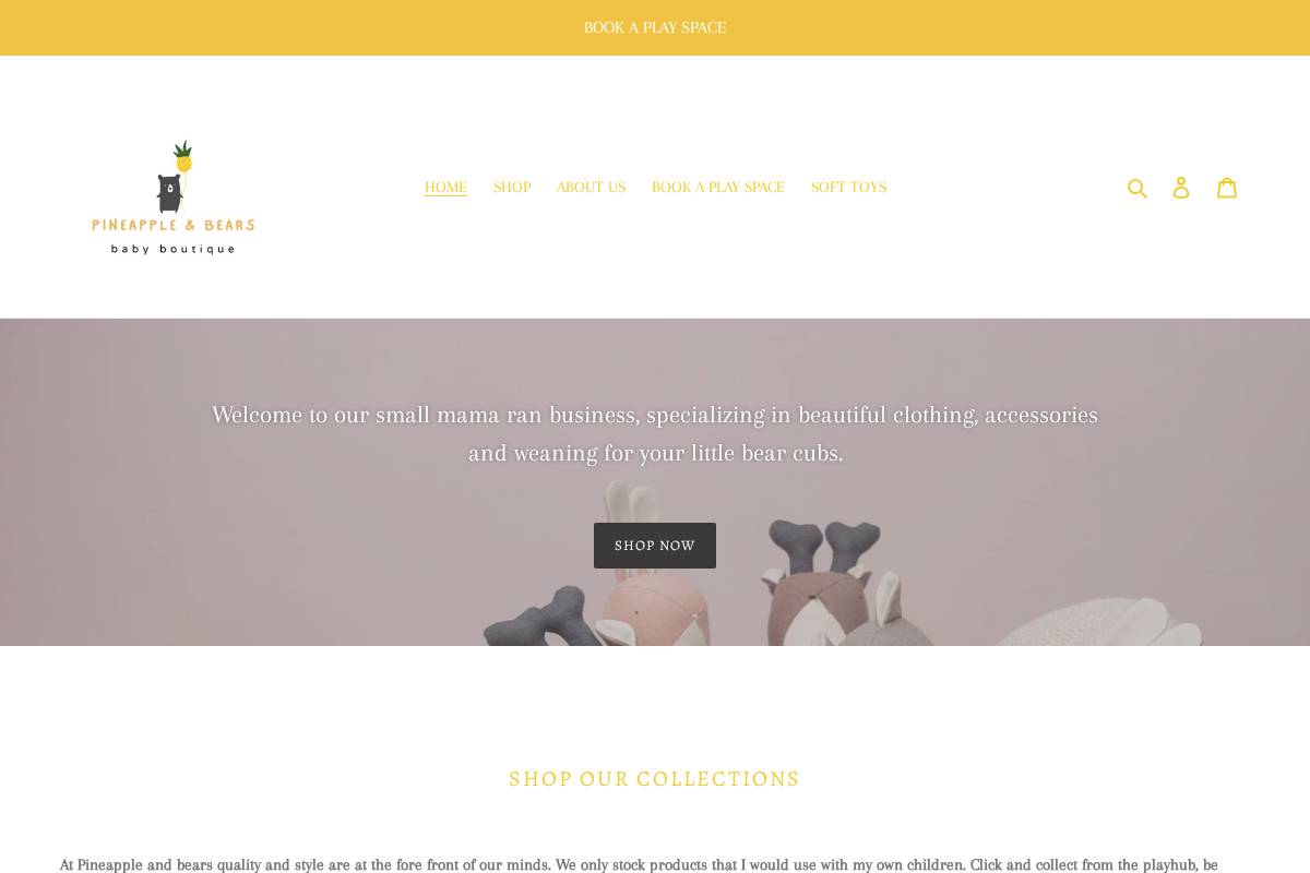 pineappleandbears.com homepage screenshot