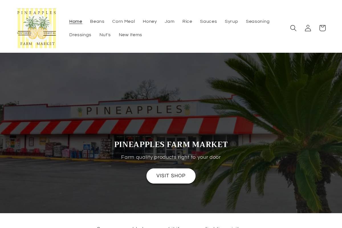 pineapplesfarmmarket.com homepage screenshot