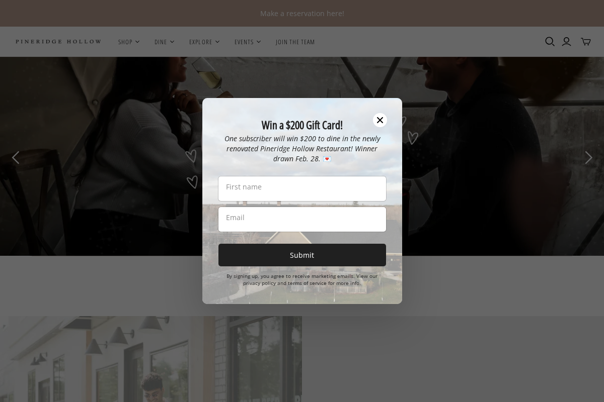 Pineridge Hollow homepage screenshot
