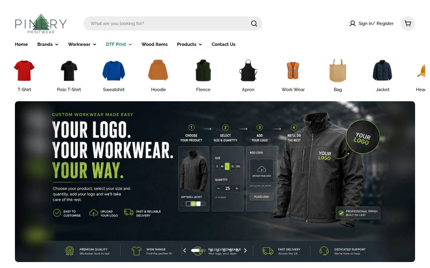 pineryprintwear.com homepage screenshot