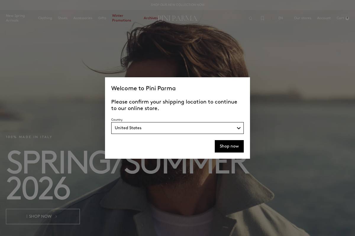 Pini Parma homepage screenshot
