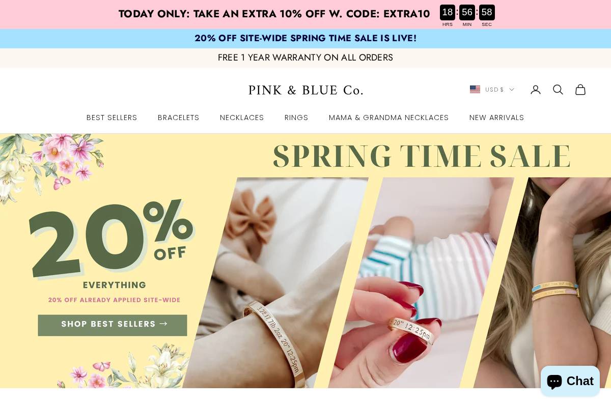 pinkandblueco.com homepage screenshot