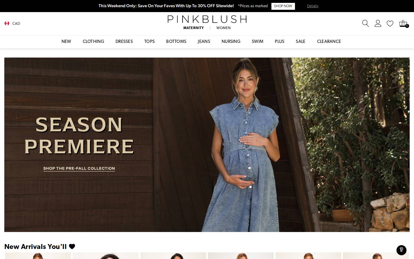 PinkBlush Maternity homepage screenshot