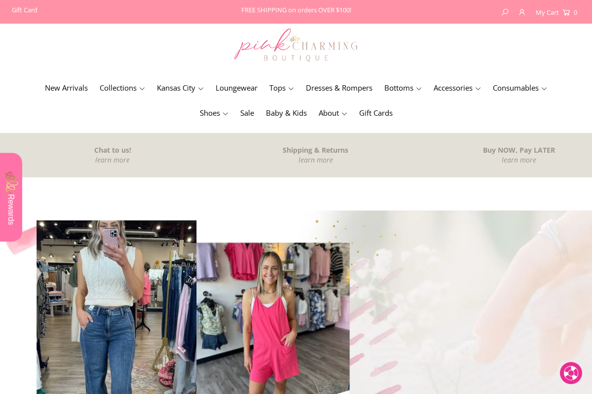 Pink Charming Boutique homepage screenshot