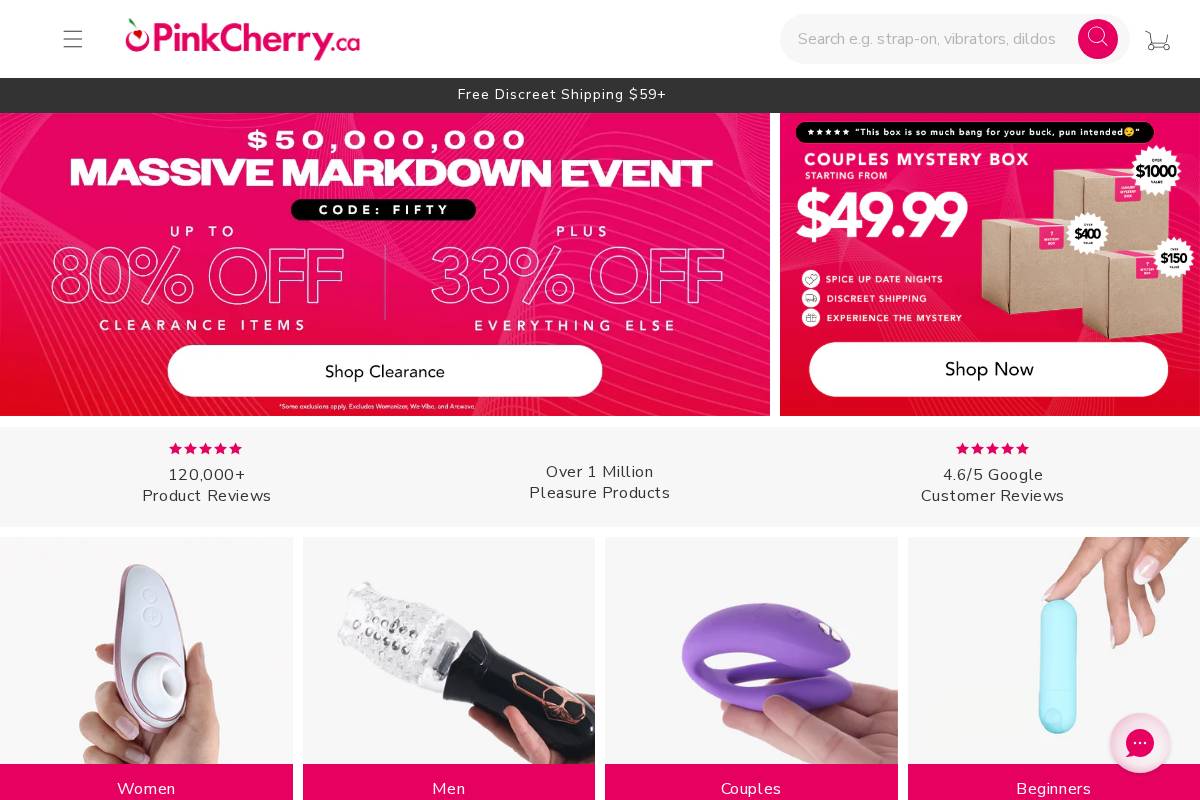 PinkCherry Canada homepage screenshot