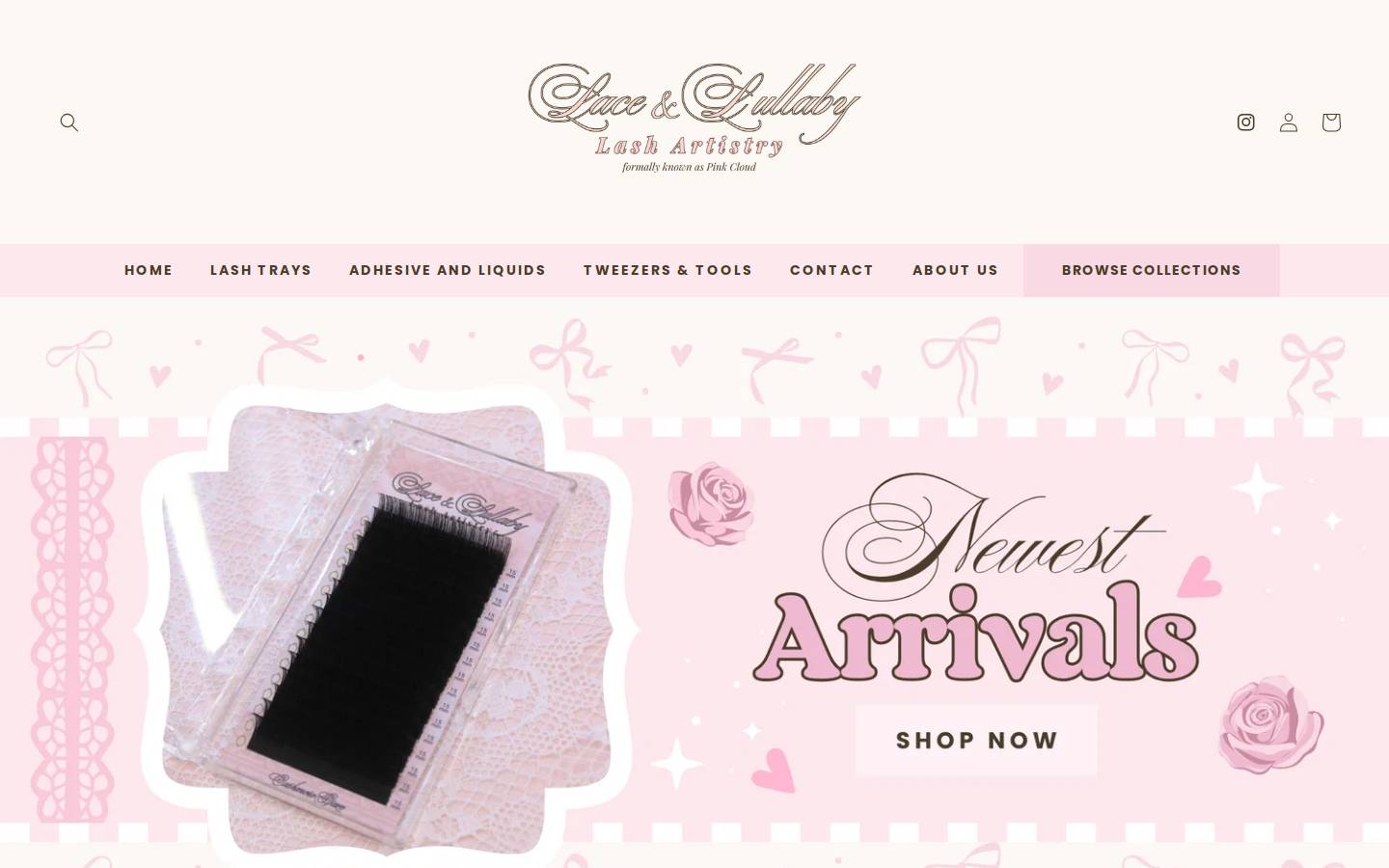 pinkcloudlashartistry.com homepage screenshot