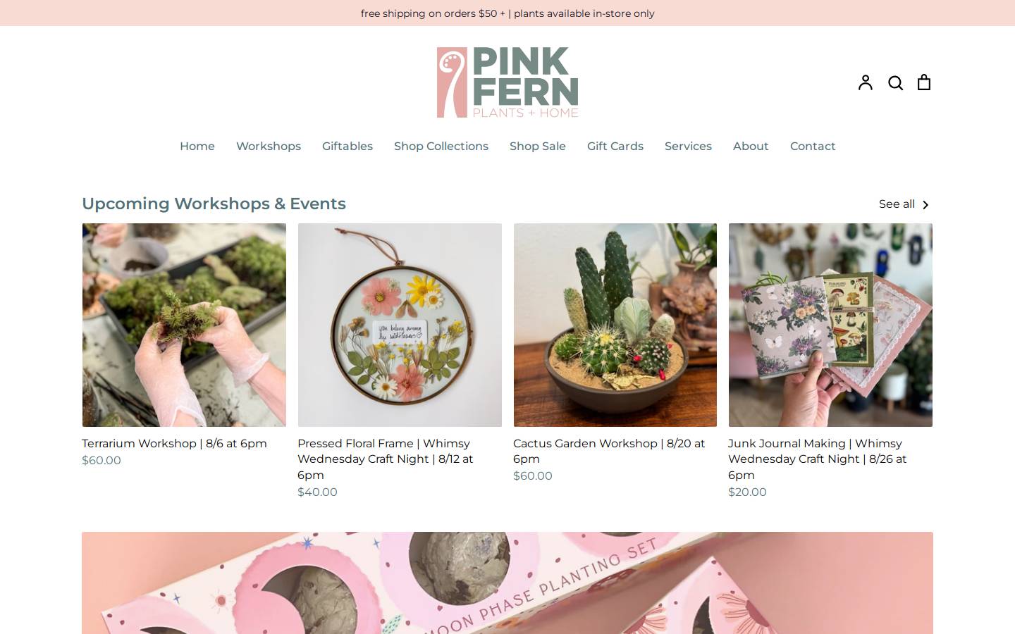pinkfern.shop homepage screenshot