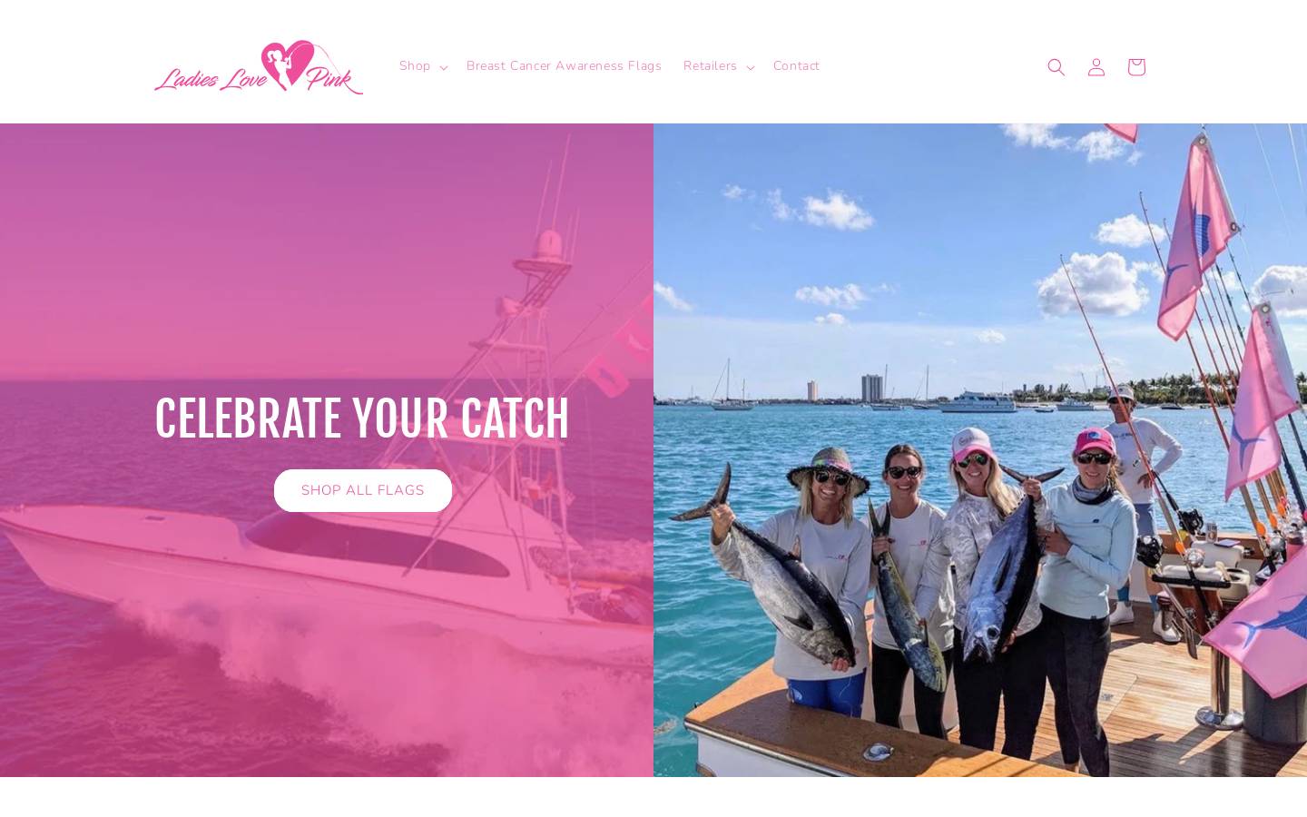 pinkfishingflags.com homepage screenshot