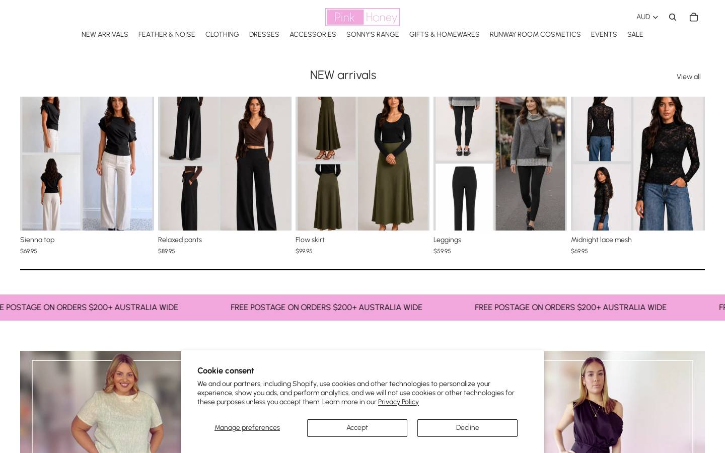 pinkhoney.com.au homepage screenshot