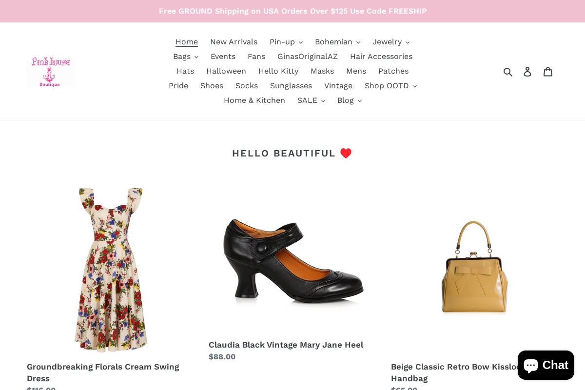 pinkhouseboutique.com homepage screenshot