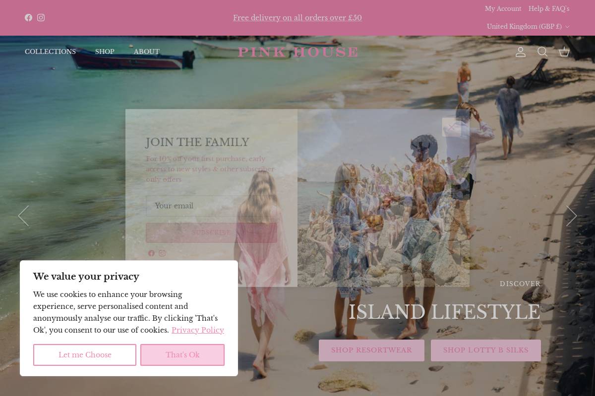 Pink House Mustique homepage screenshot