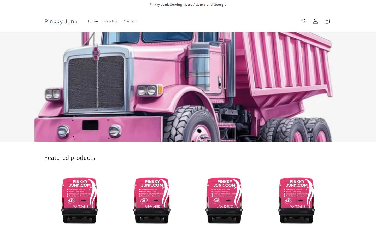 pinkkyjunk.com homepage screenshot