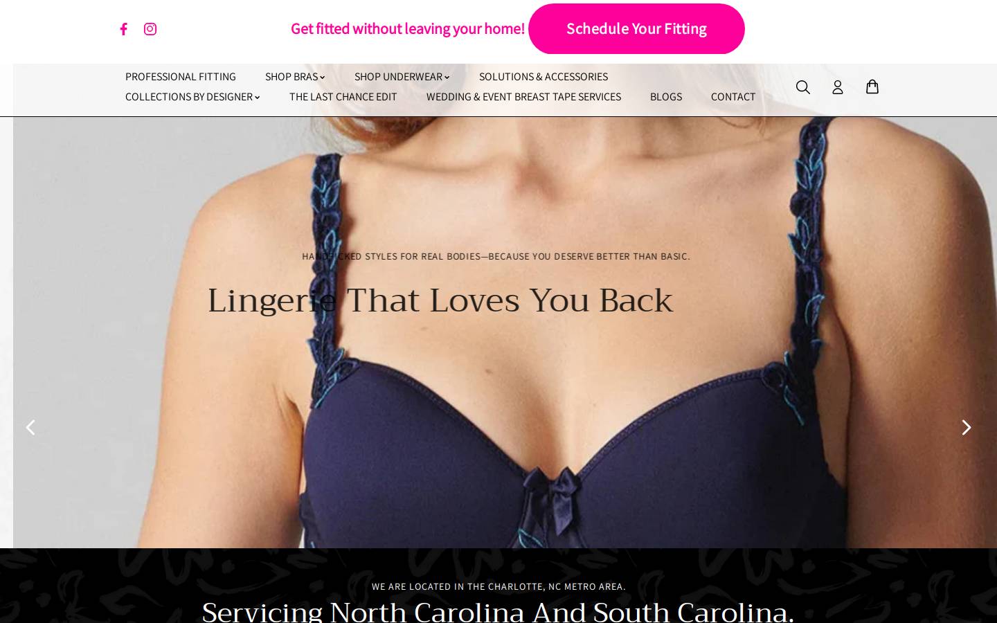 pinklavenderlingerie.com homepage screenshot