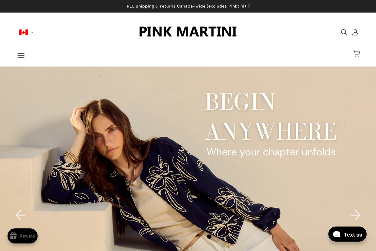 pinkmartinicollection.com homepage screenshot