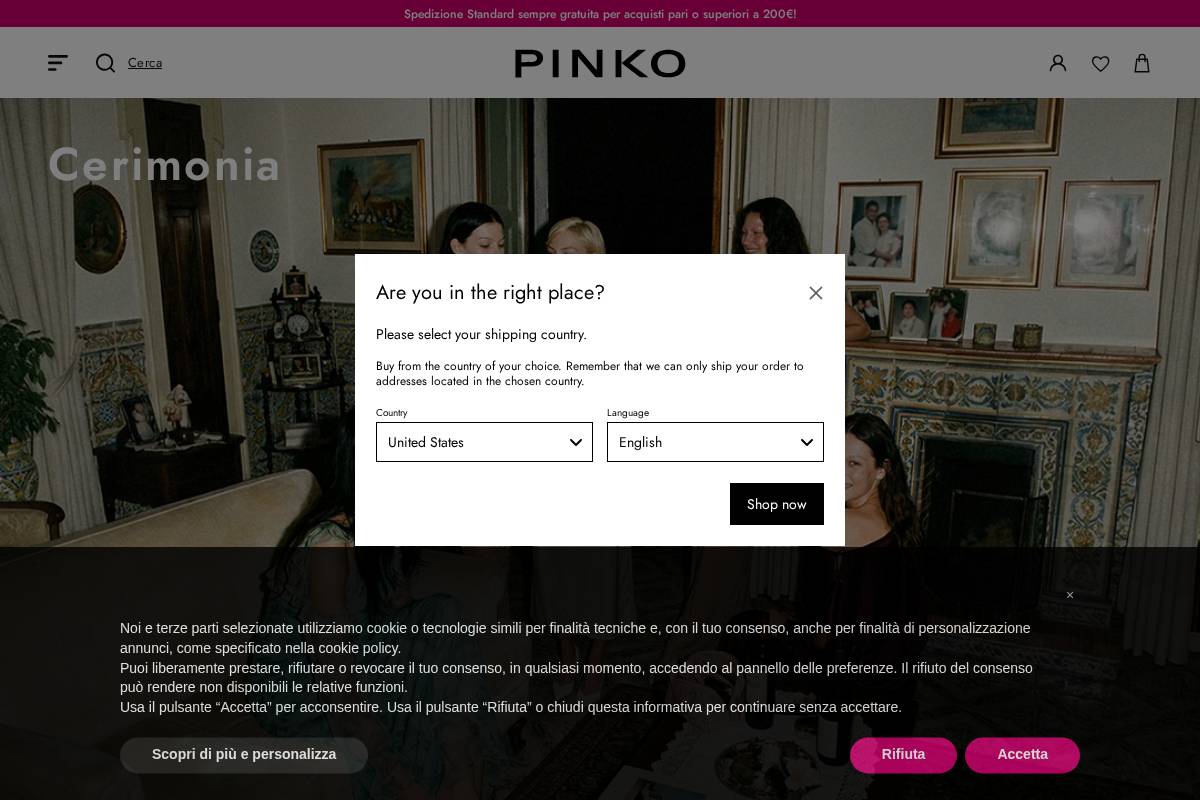 PINKO homepage screenshot