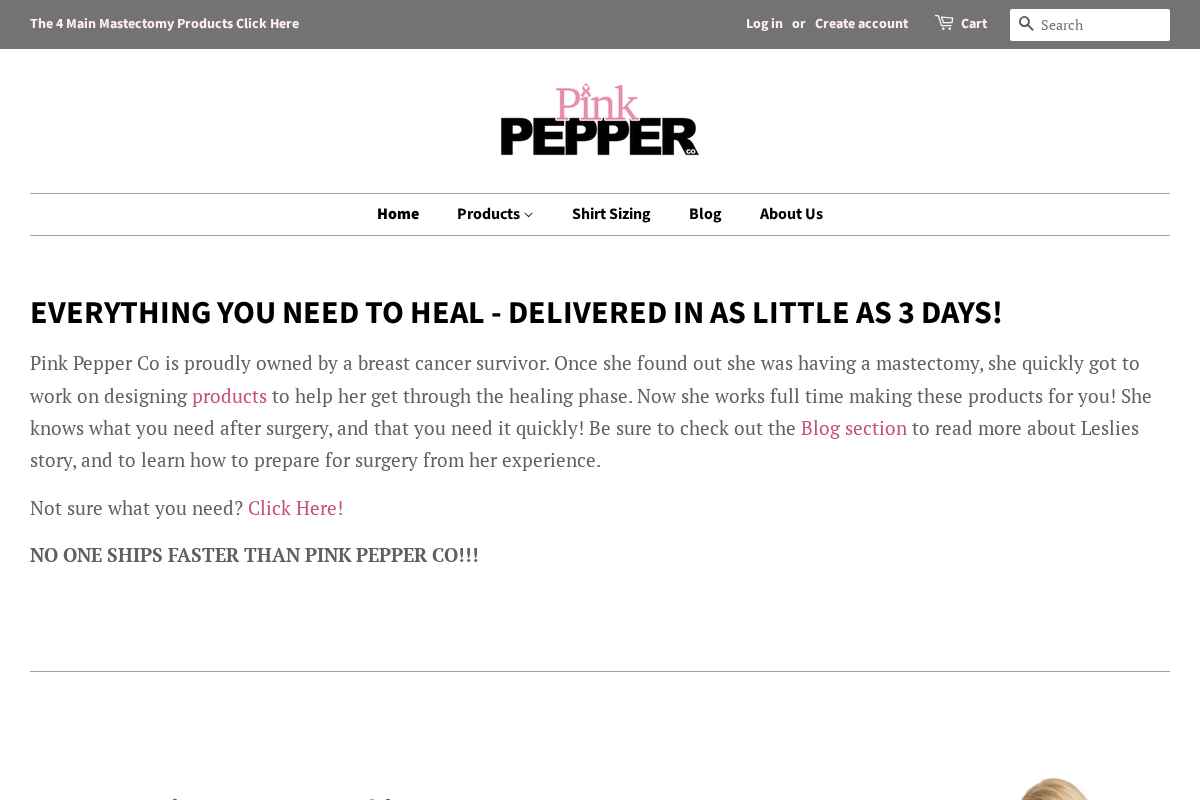 Pink Pepper Co homepage screenshot