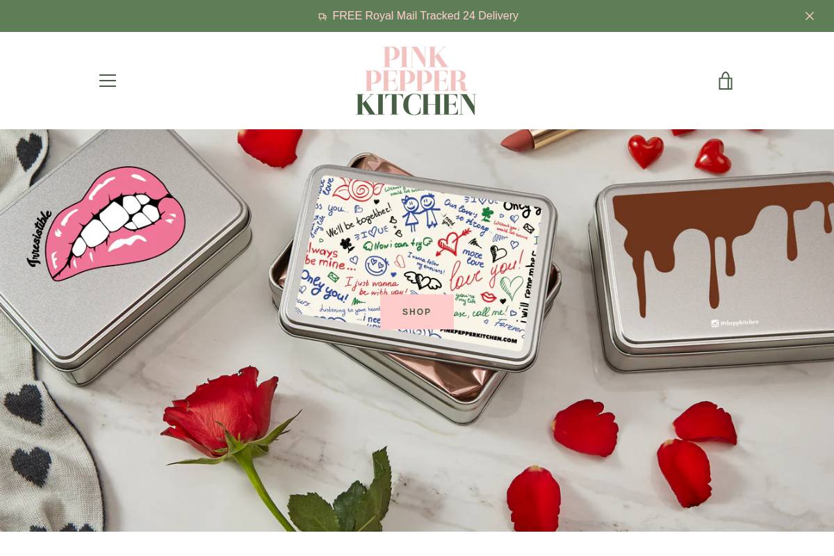 Pink Pepper Kitchen homepage screenshot