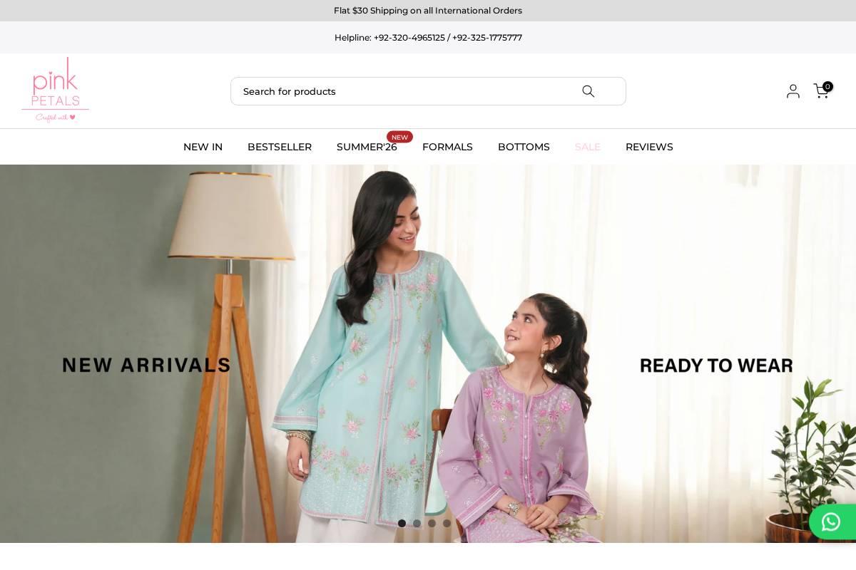 pinkpetals.pk homepage screenshot