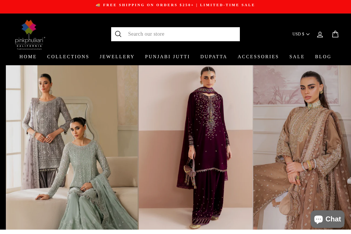 PinkPhulkari California homepage screenshot