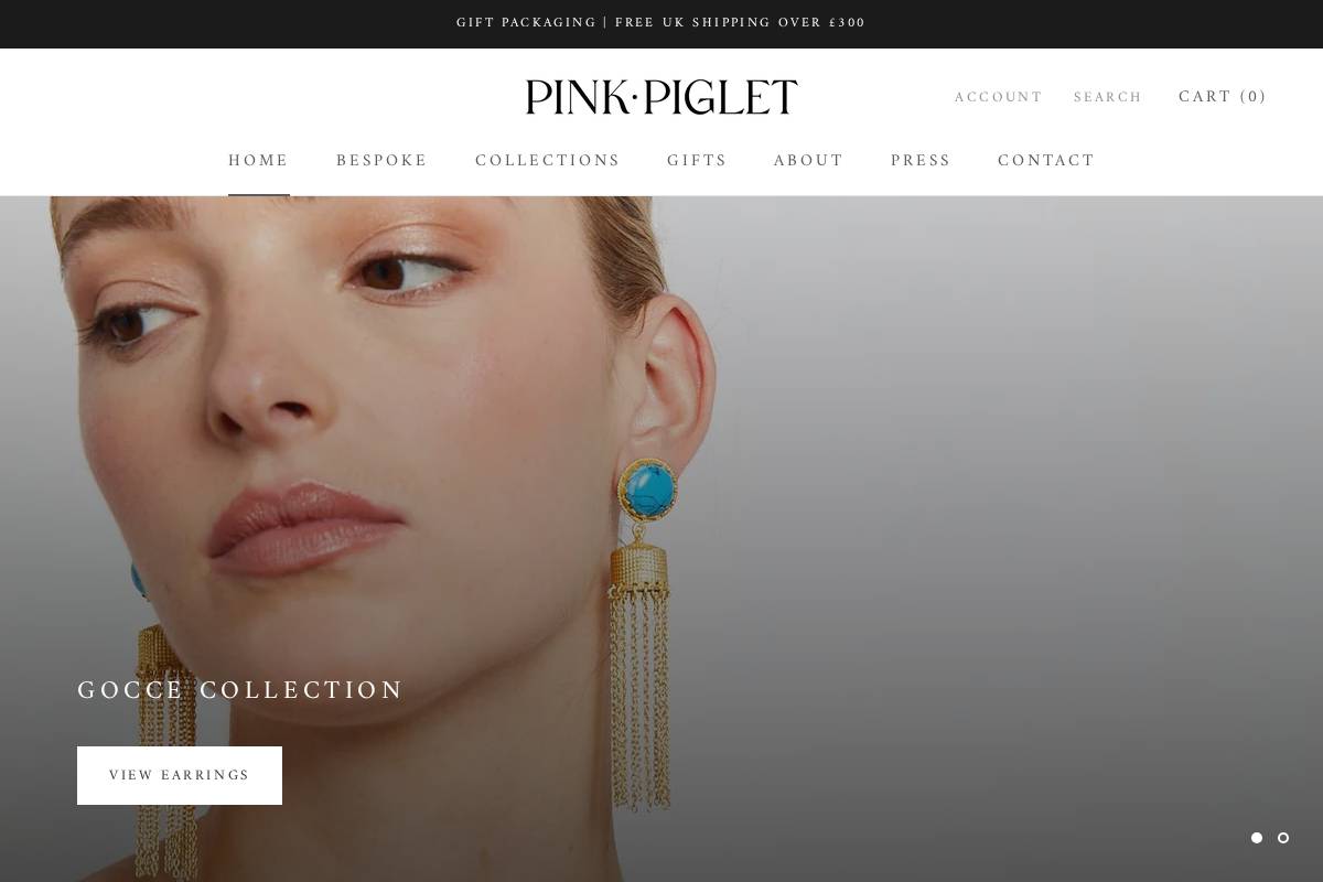 pinkpigletcollection.com homepage screenshot