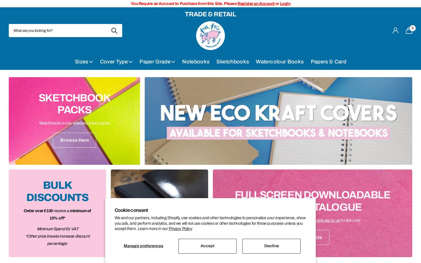 pinkpigtrade.co.uk homepage screenshot