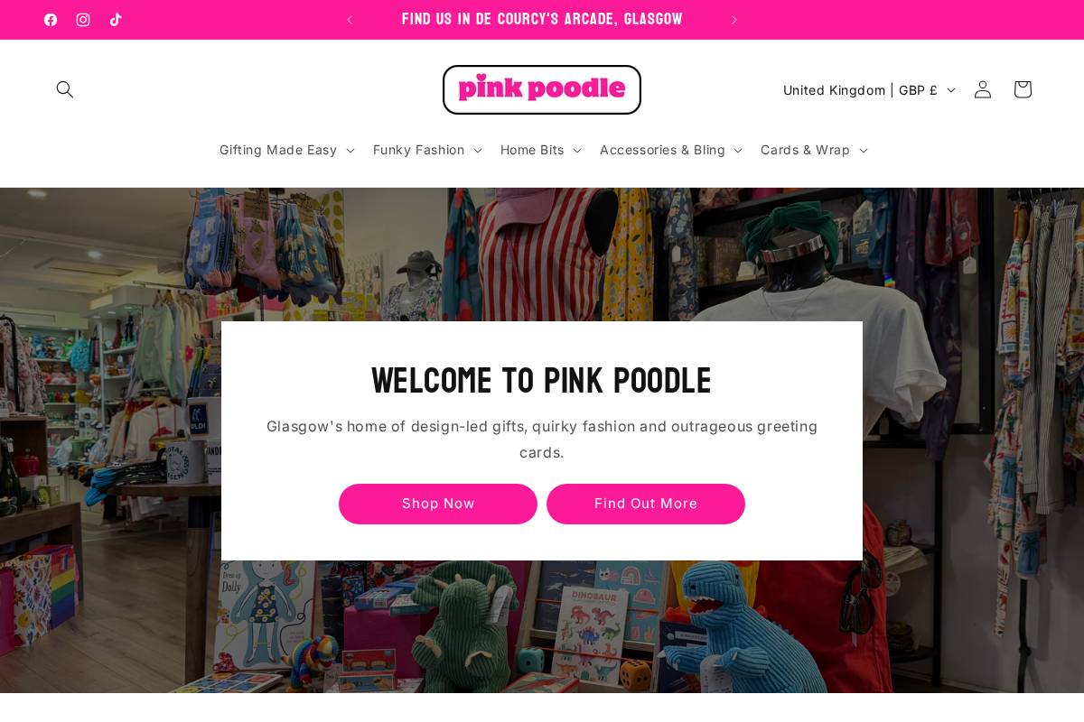 Pink Poodle homepage screenshot