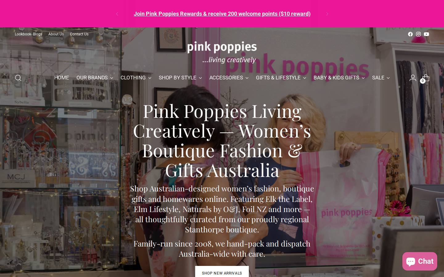 pinkpoppies.com.au homepage screenshot