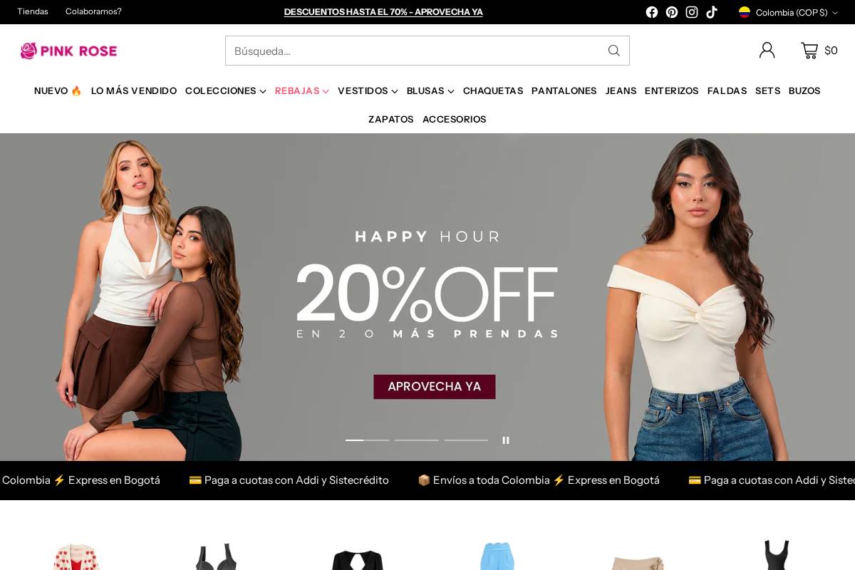 pinkrose.com.co homepage screenshot