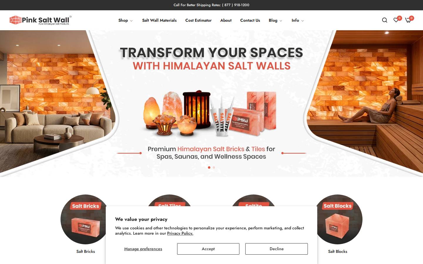Pink Salt Wall homepage screenshot
