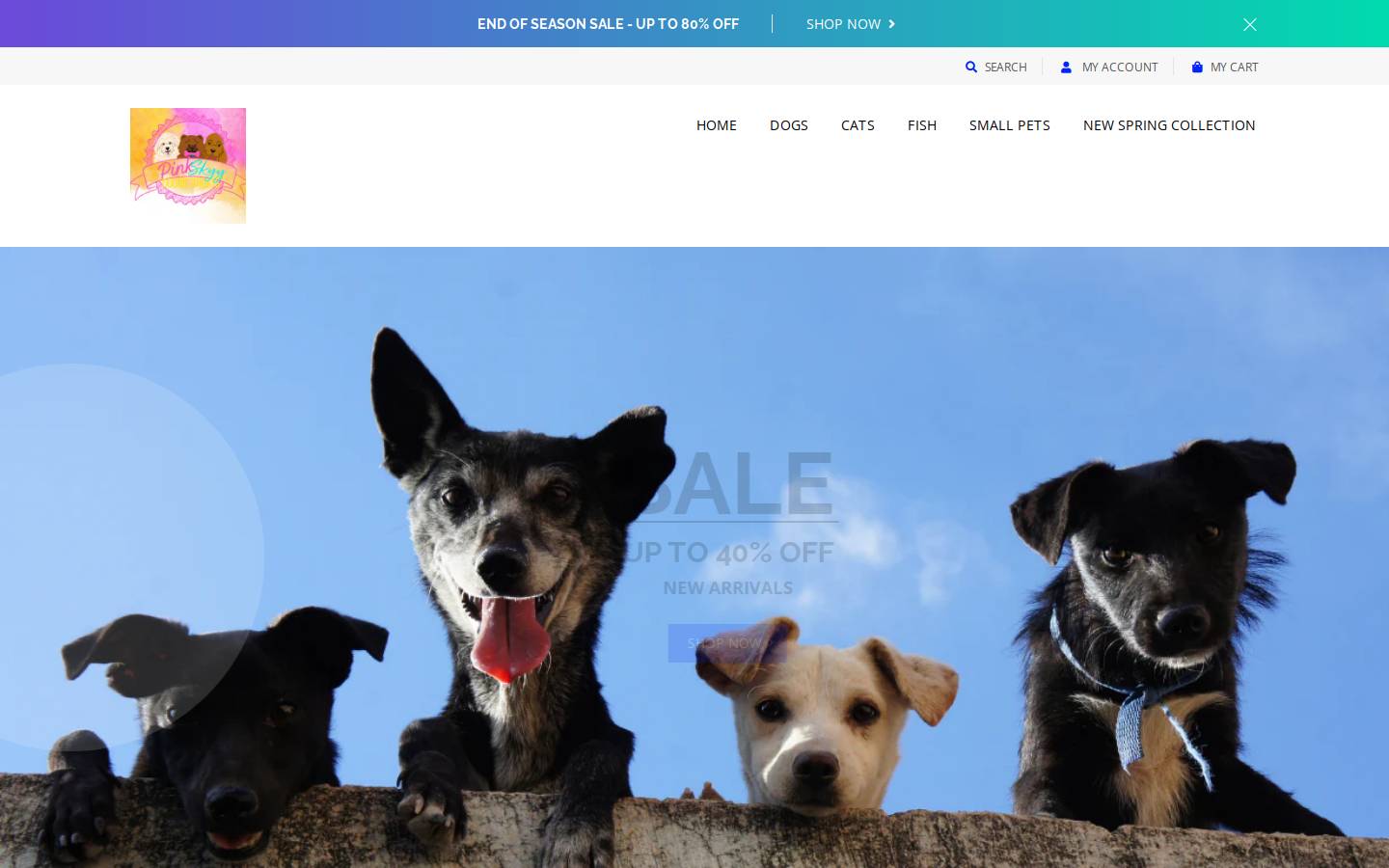 pinkskyydoggietreats.com homepage screenshot