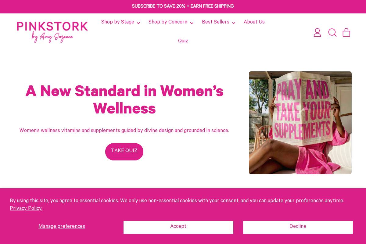 pinkstork.com homepage screenshot