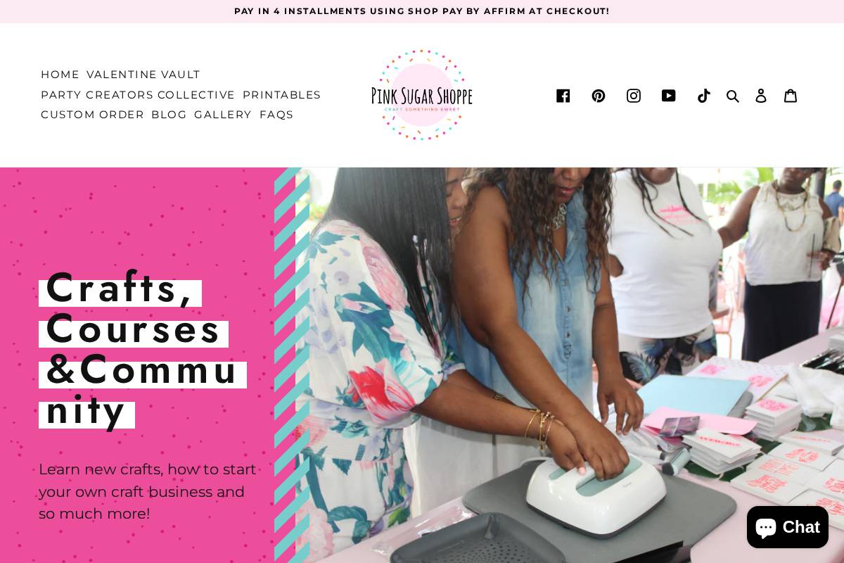 pinksugarschool.com homepage screenshot