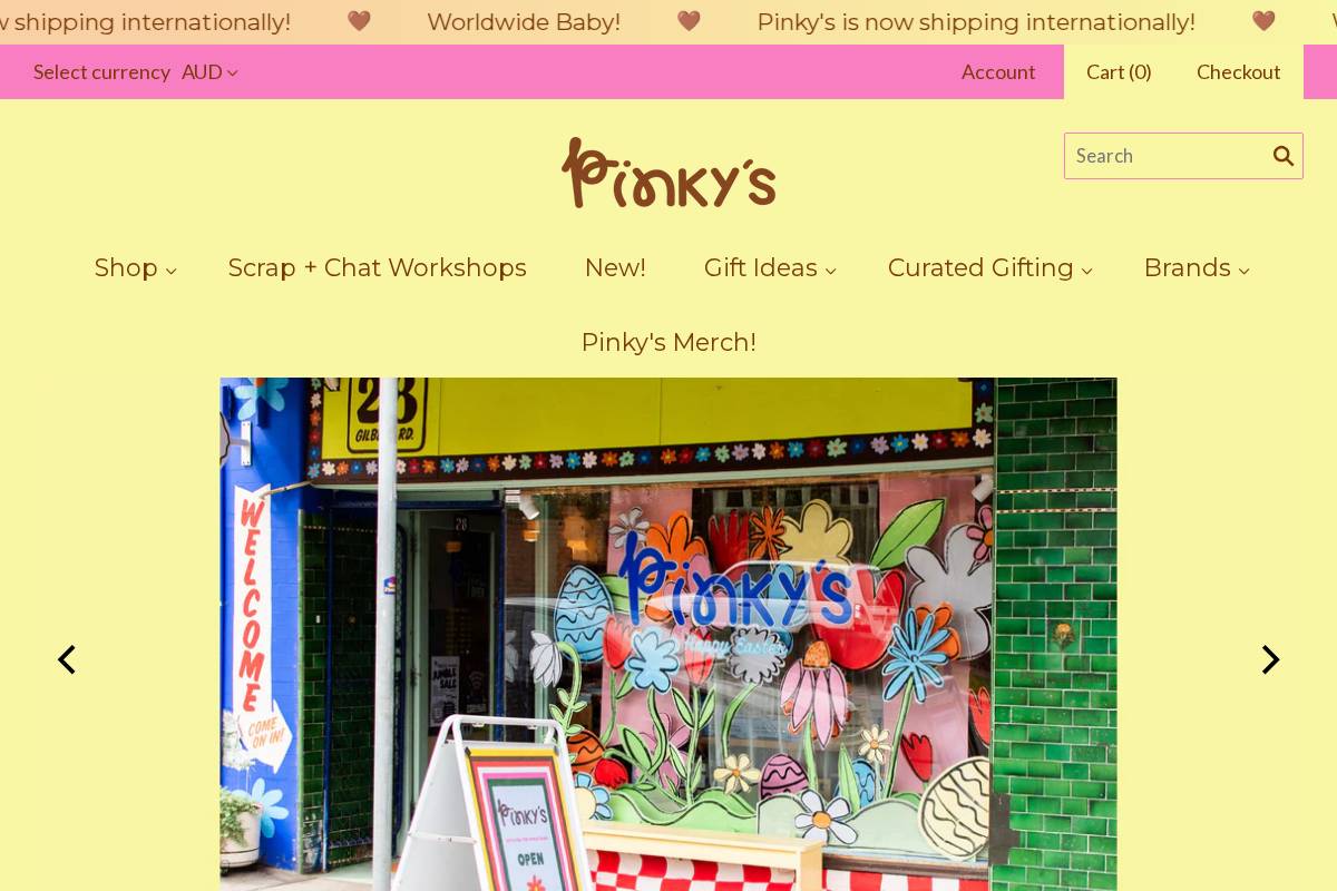 pinkysstore.com homepage screenshot