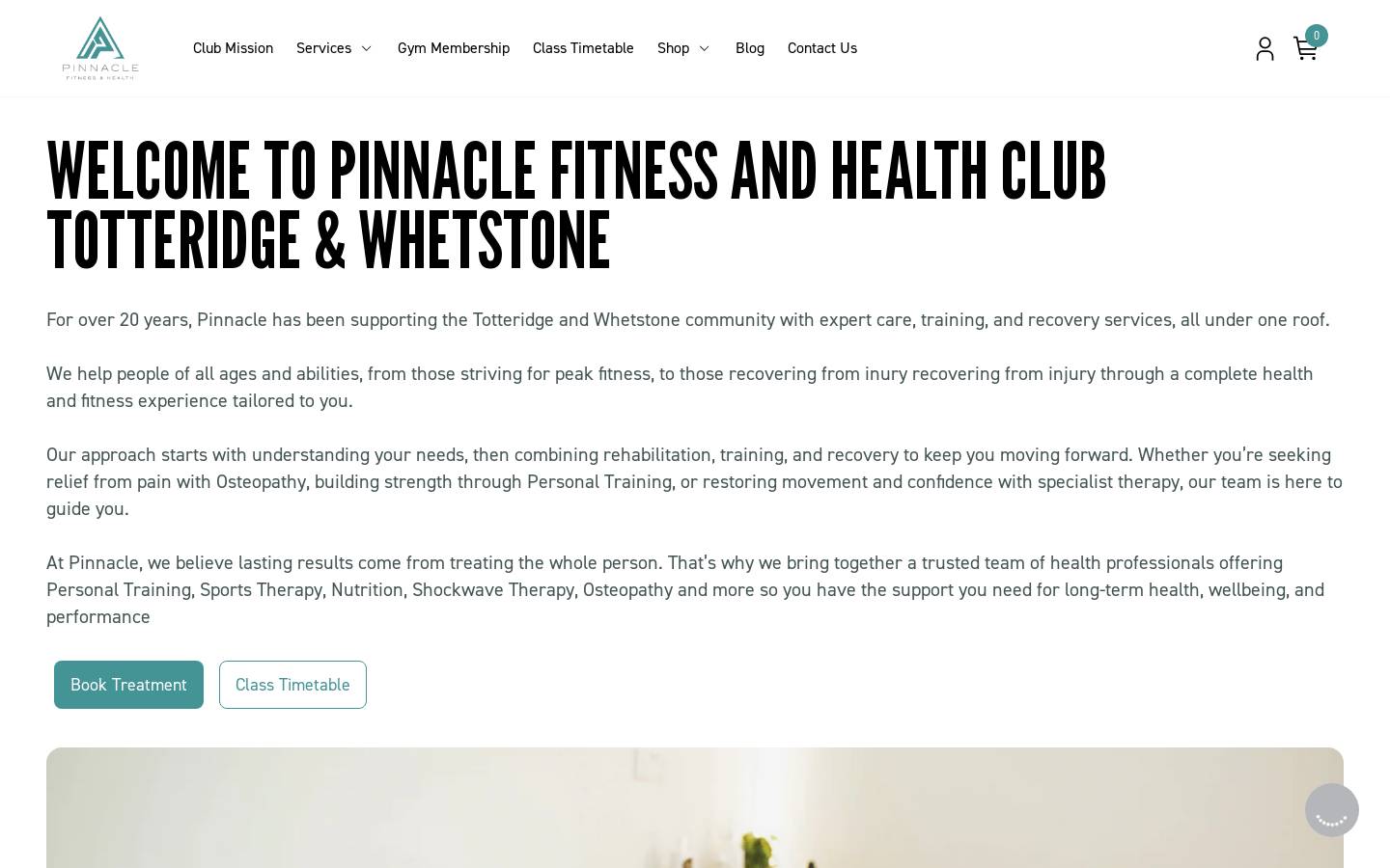 Pinnacle Fitness and Health Club homepage screenshot