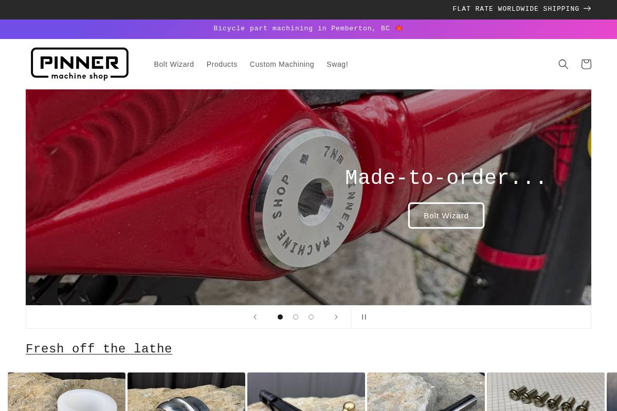 pinnermachineshop.com homepage screenshot