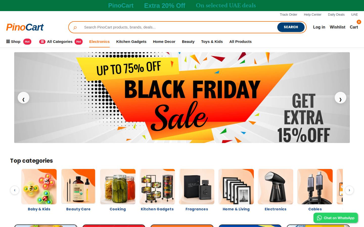 pinocart.com homepage screenshot