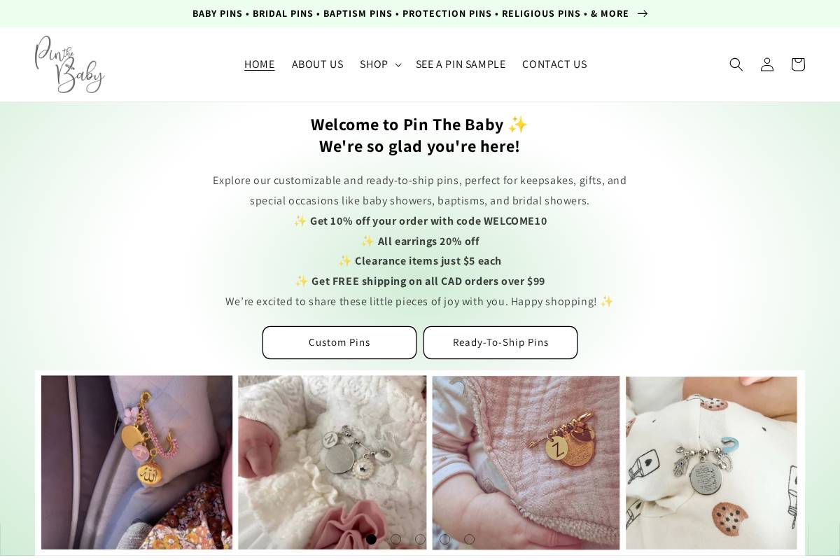 pinthebaby.com homepage screenshot