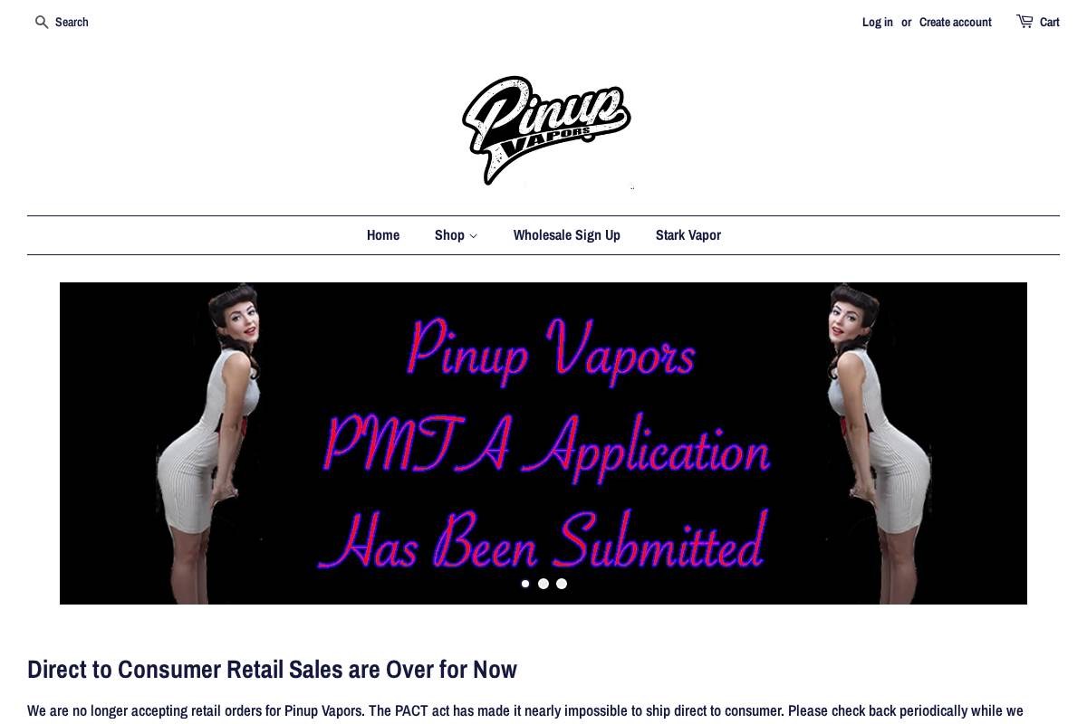 pinupvapors.com homepage screenshot