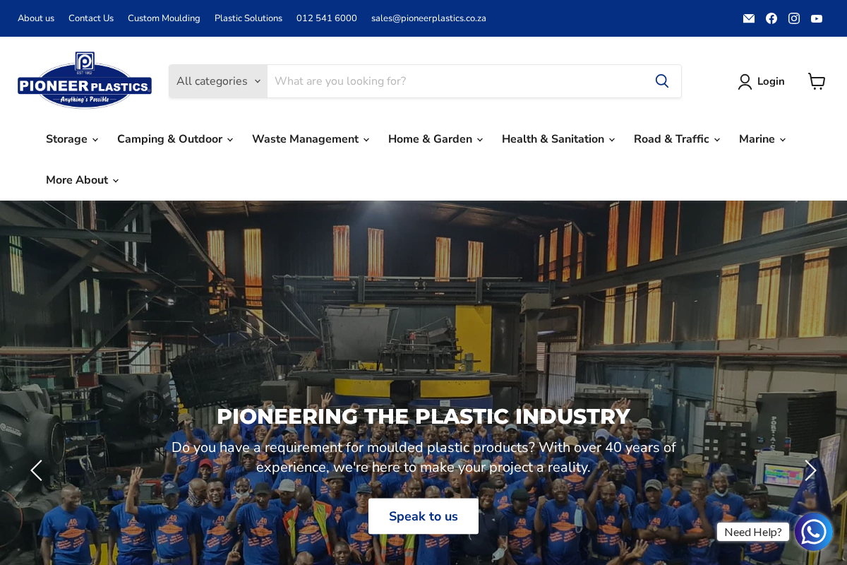 Pioneer Plastics homepage screenshot