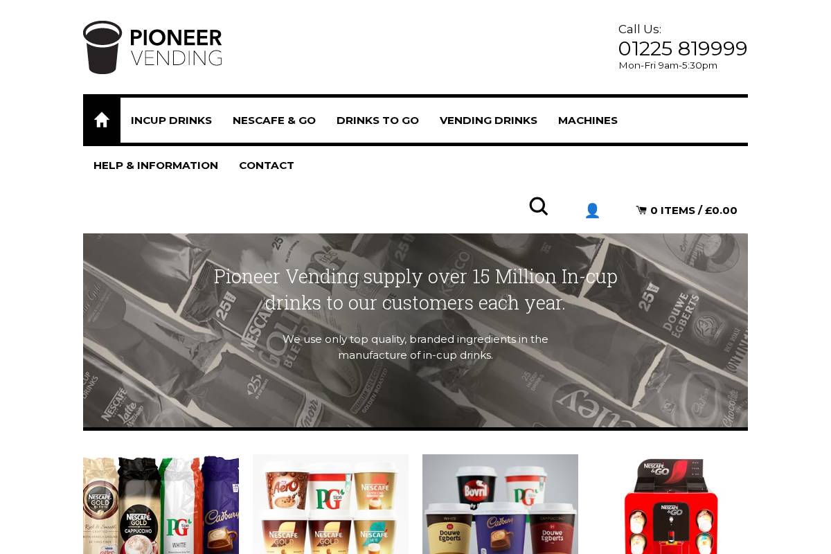 pioneervending.co.uk homepage screenshot