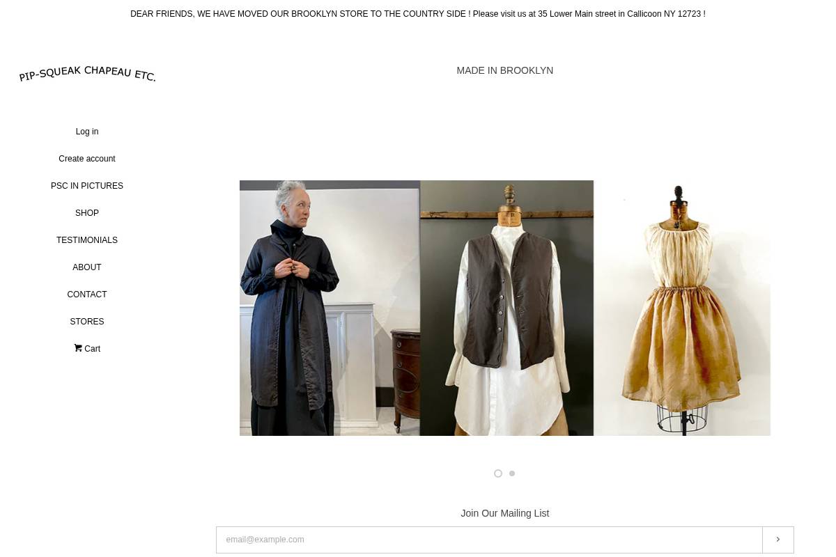 pip-squeakchapeau.com homepage screenshot