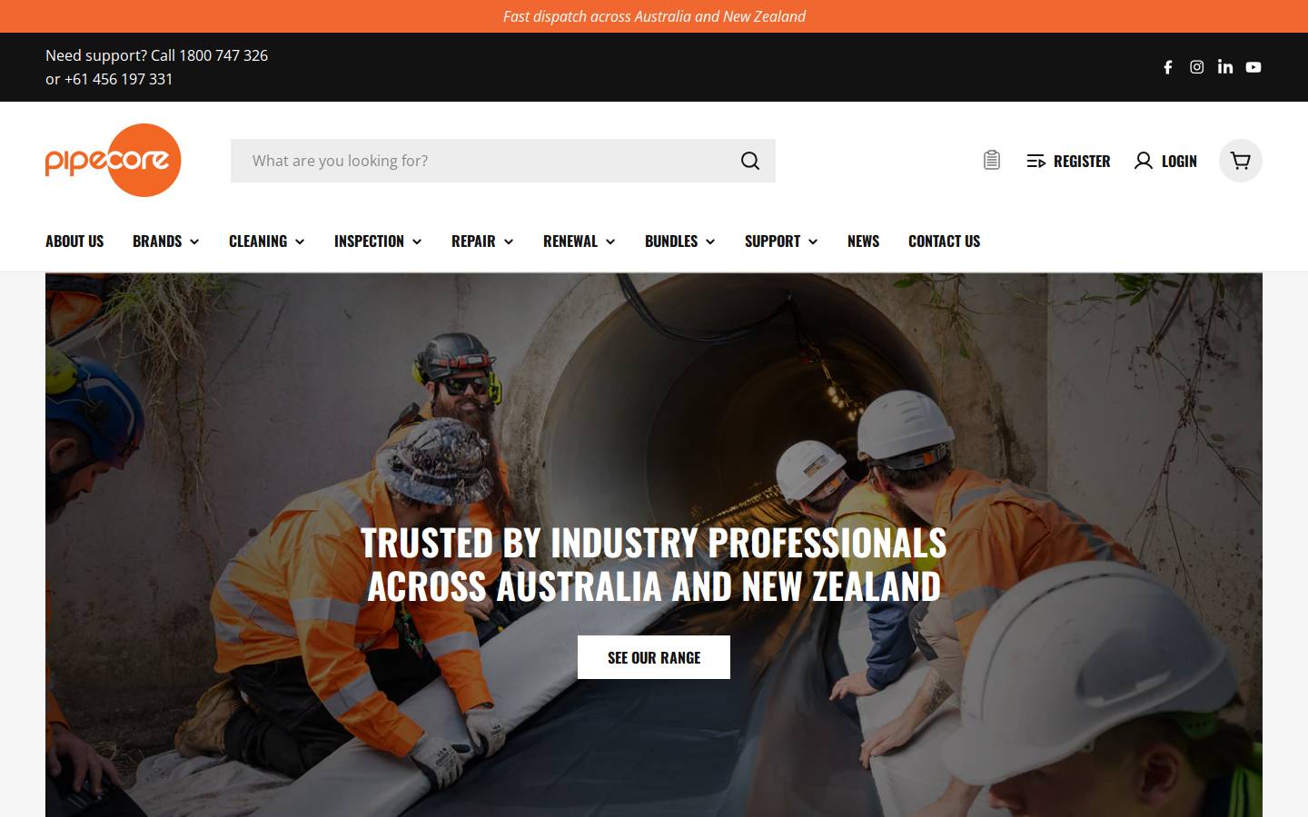 pipecore.com.au homepage screenshot