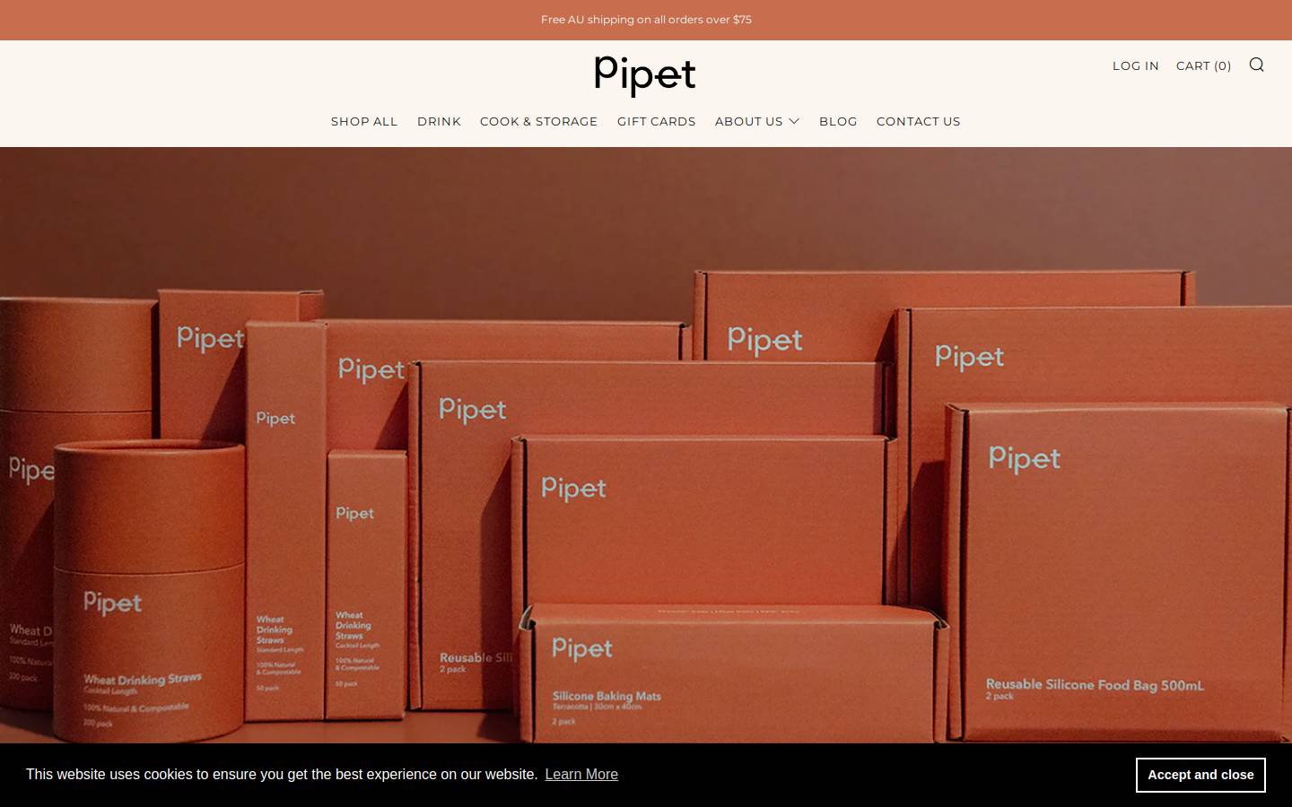 pipet.com.au homepage screenshot